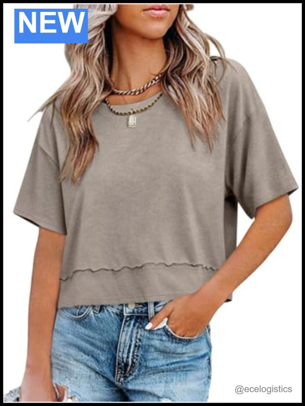 Soft Cropped T-Shirt Crew Neck Loose Fit Basic Tee